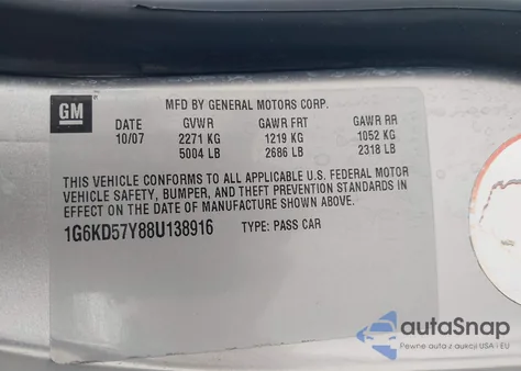 2008 Cadillac Dts 1Sa from USA, damaged, VIN 1G6KD57Y88U138916